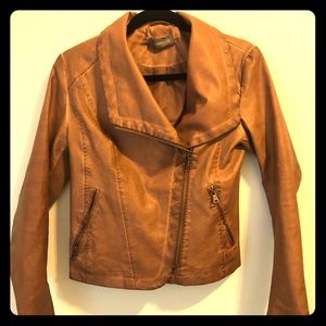 Faux leather jacket in brown